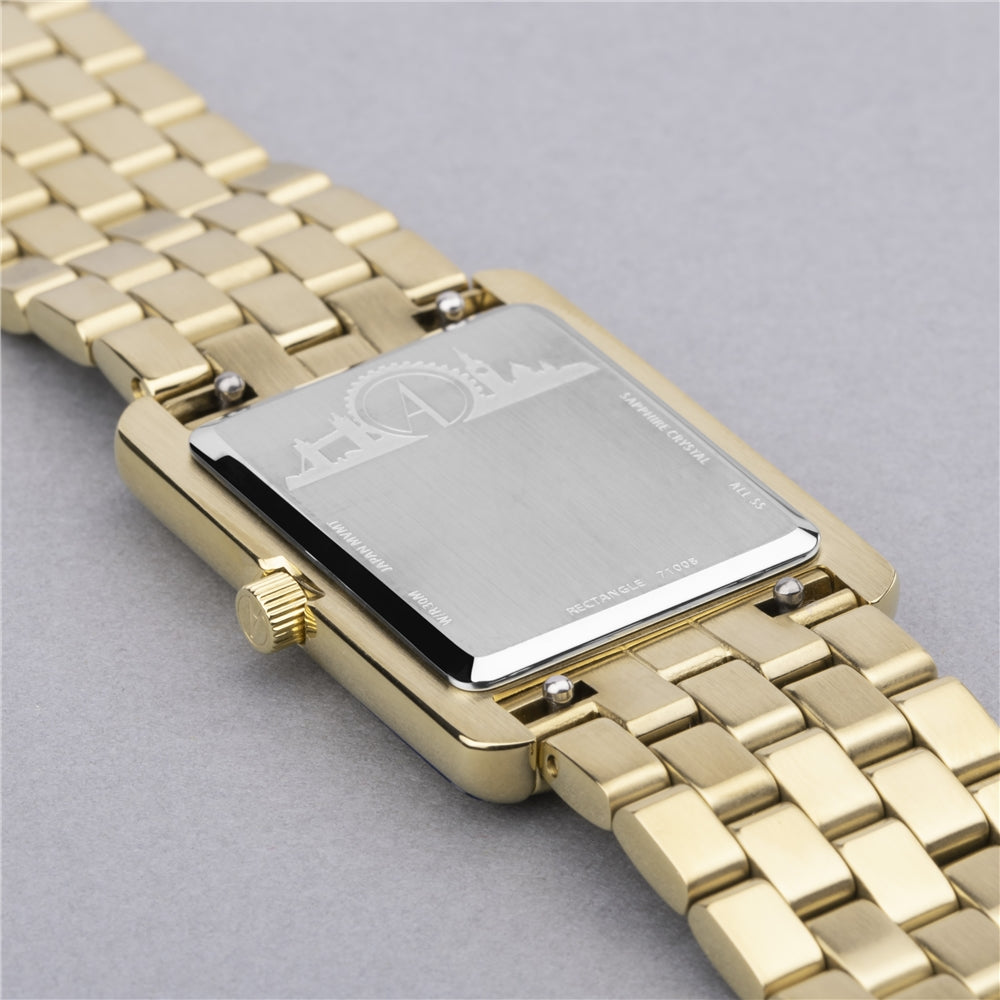 Accurist Women's Rectangle Green Numeral Gold Watch