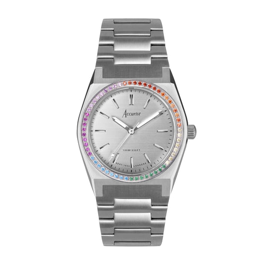 Accurist Women's Origin Rainbow Stone Set Silver Watch