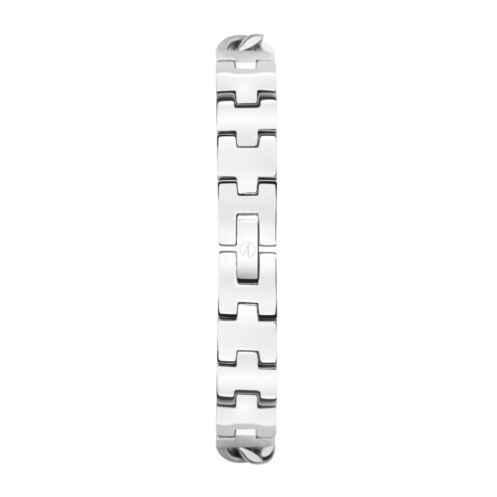 Accurist Women's Jewellery Curb Chain Rose Dial Silver Watch