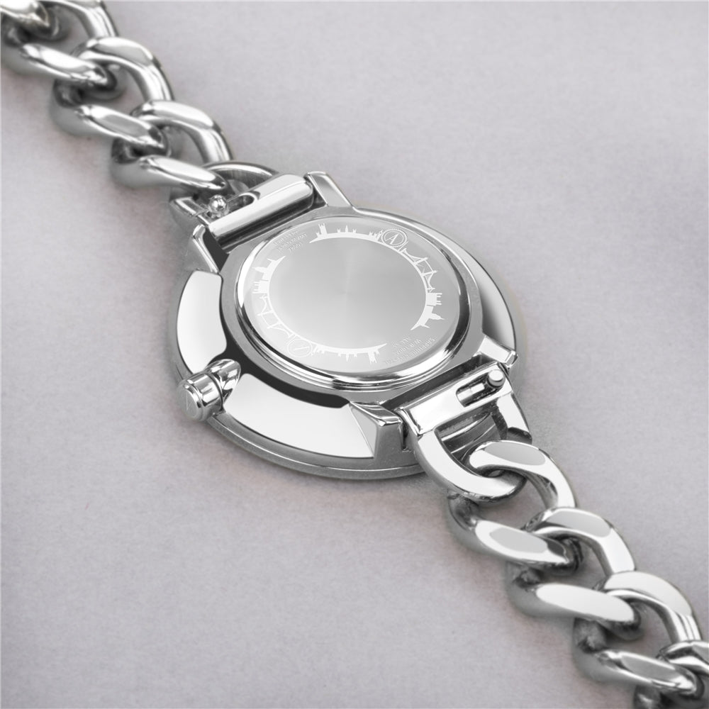 Accurist Women's Jewellery Curb Chain Rose Dial Silver Watch