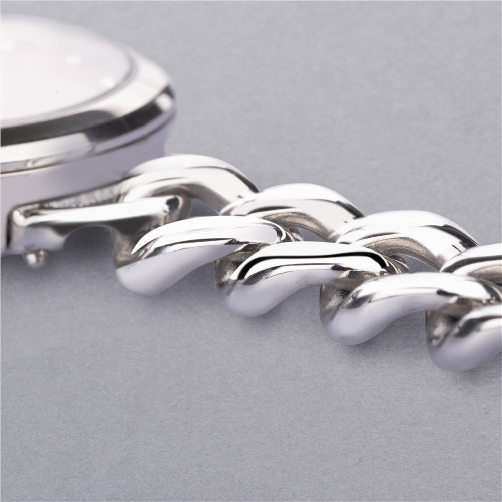 Accurist Women's Jewellery Curb Chain Rose Dial Silver Watch