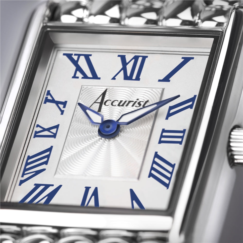 Accurist Women's Rectangle Silver White Dial Watch