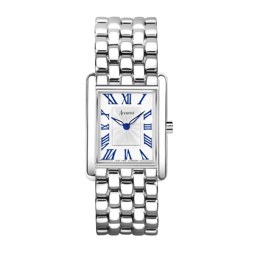 Accurist Women's Rectangle Silver White Dial Watch