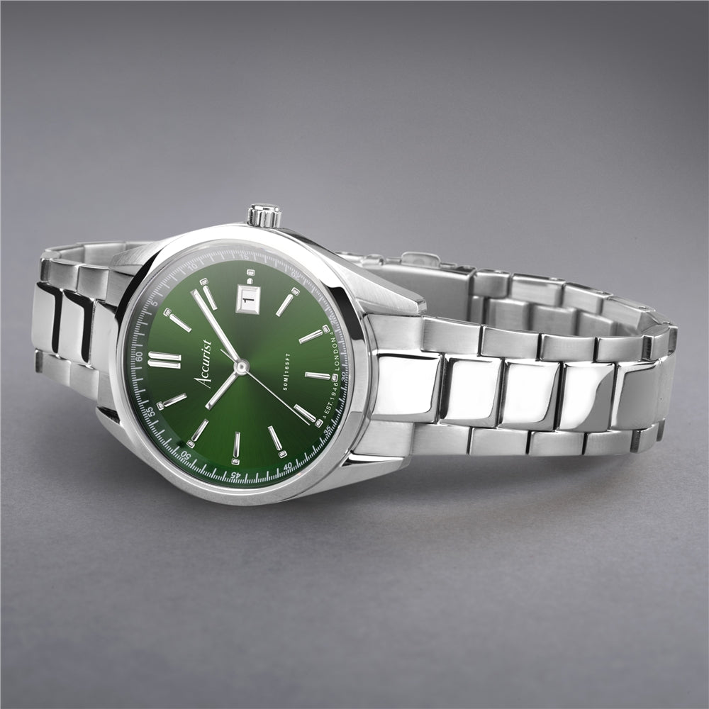 Accurist Unisex Everyday Green Dial Silver Watch