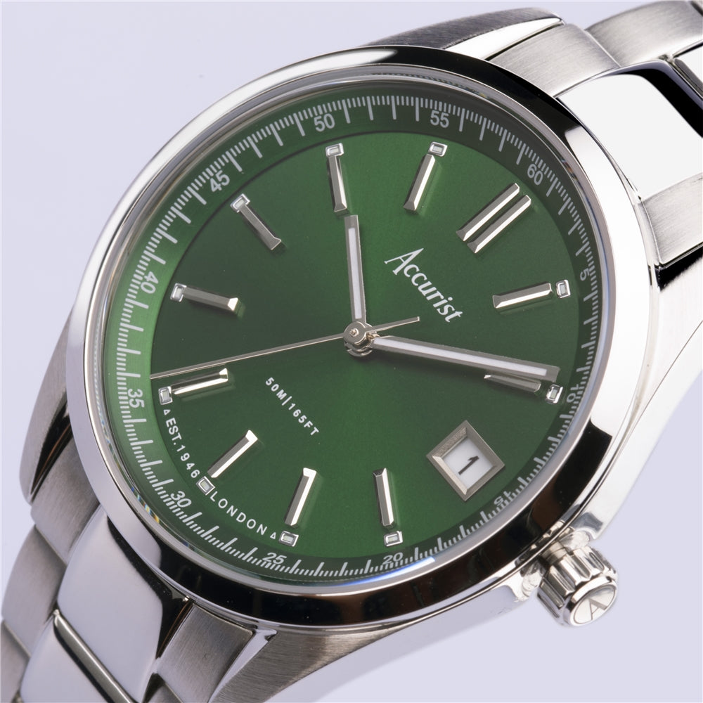 Accurist Unisex Everyday Green Dial Silver Watch