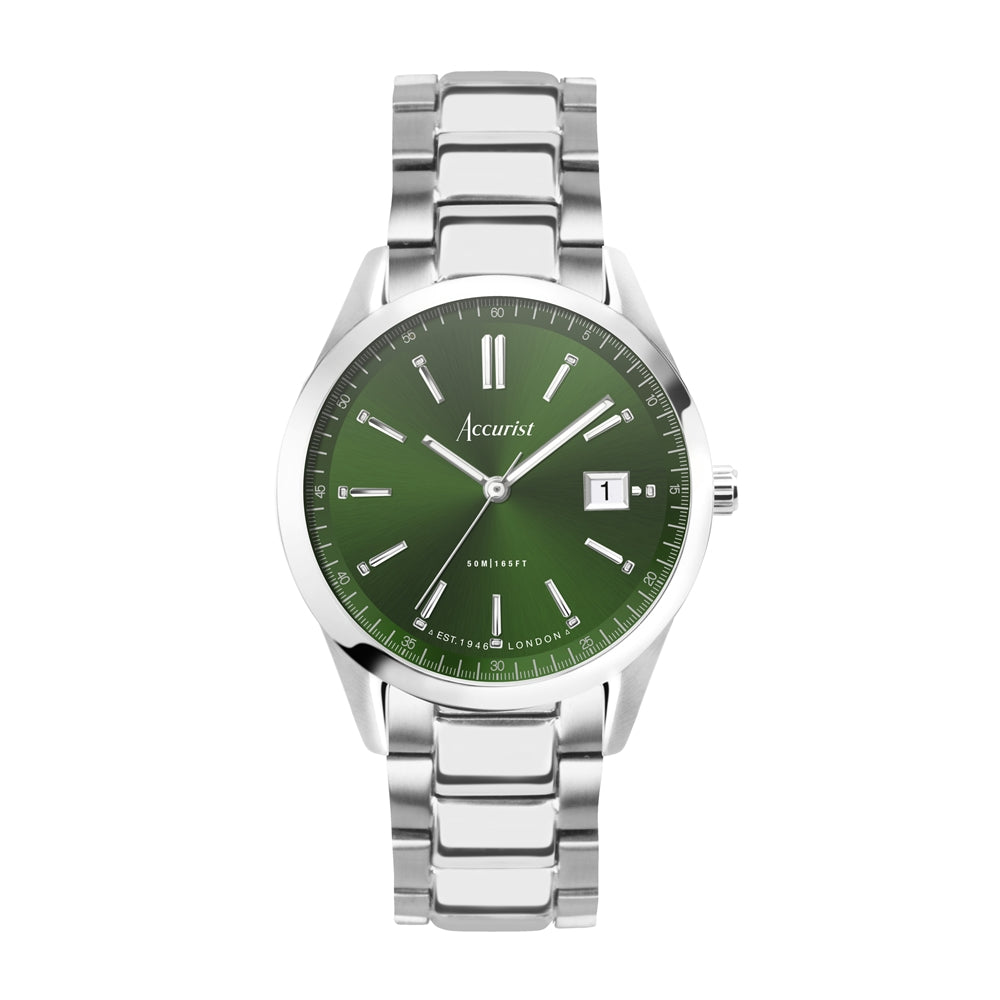 Accurist Unisex Everyday Green Dial Silver Watch