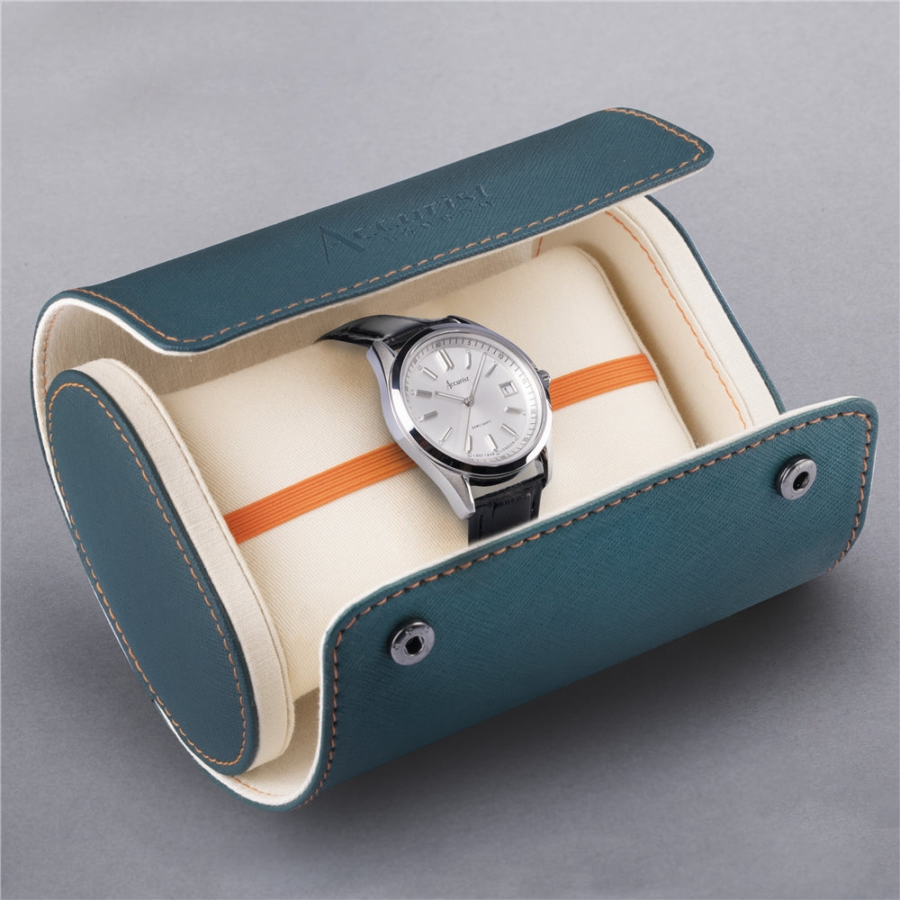 Accurist Unisex Everyday Silver Dial Black Leather Strap Watch