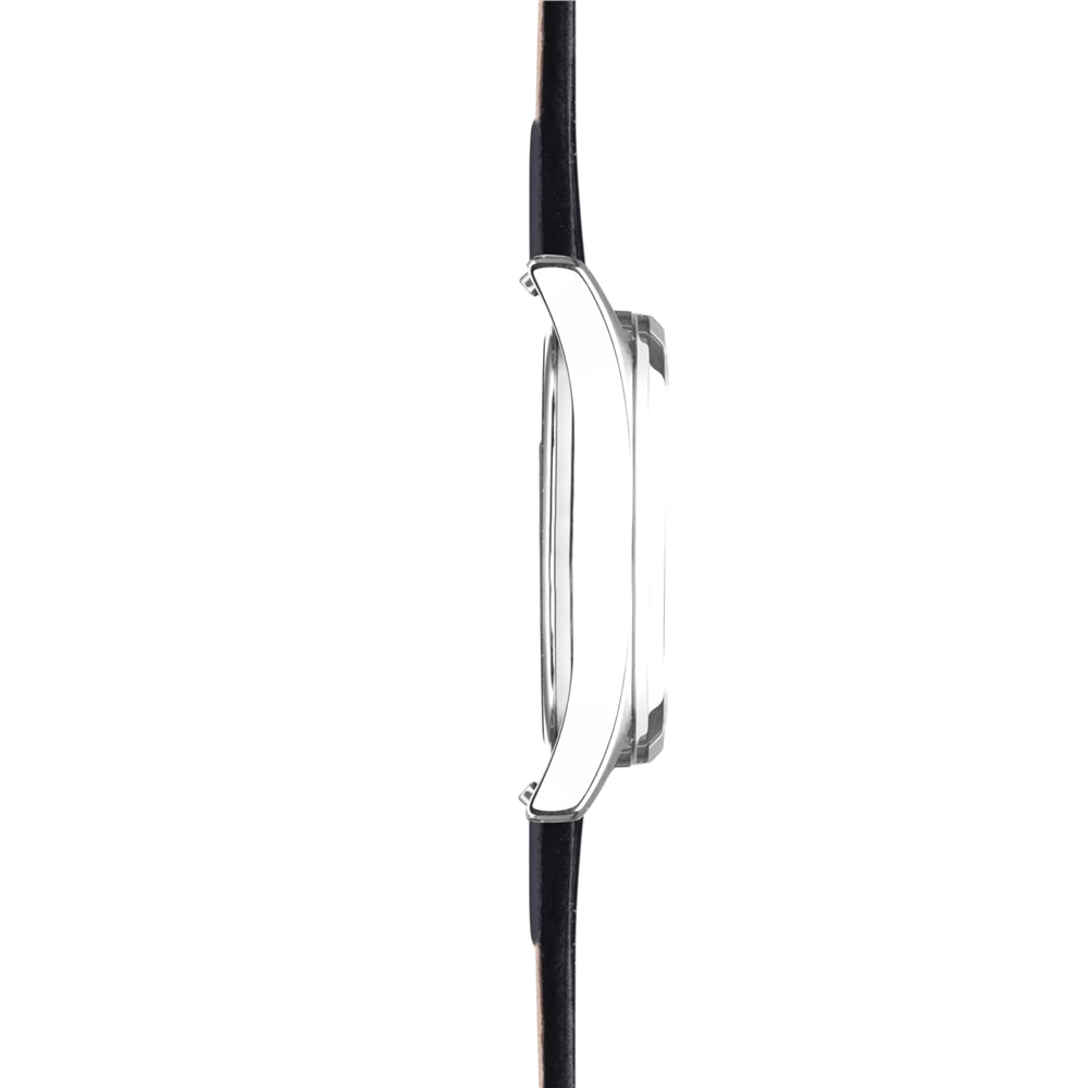 Accurist Unisex Everyday Silver Dial Black Leather Strap Watch