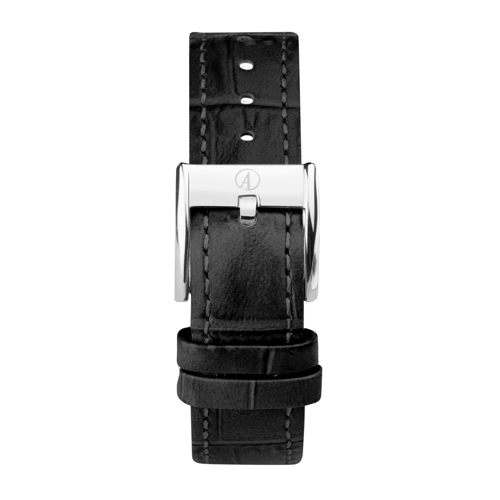 Accurist Unisex Everyday Silver Dial Black Leather Strap Watch