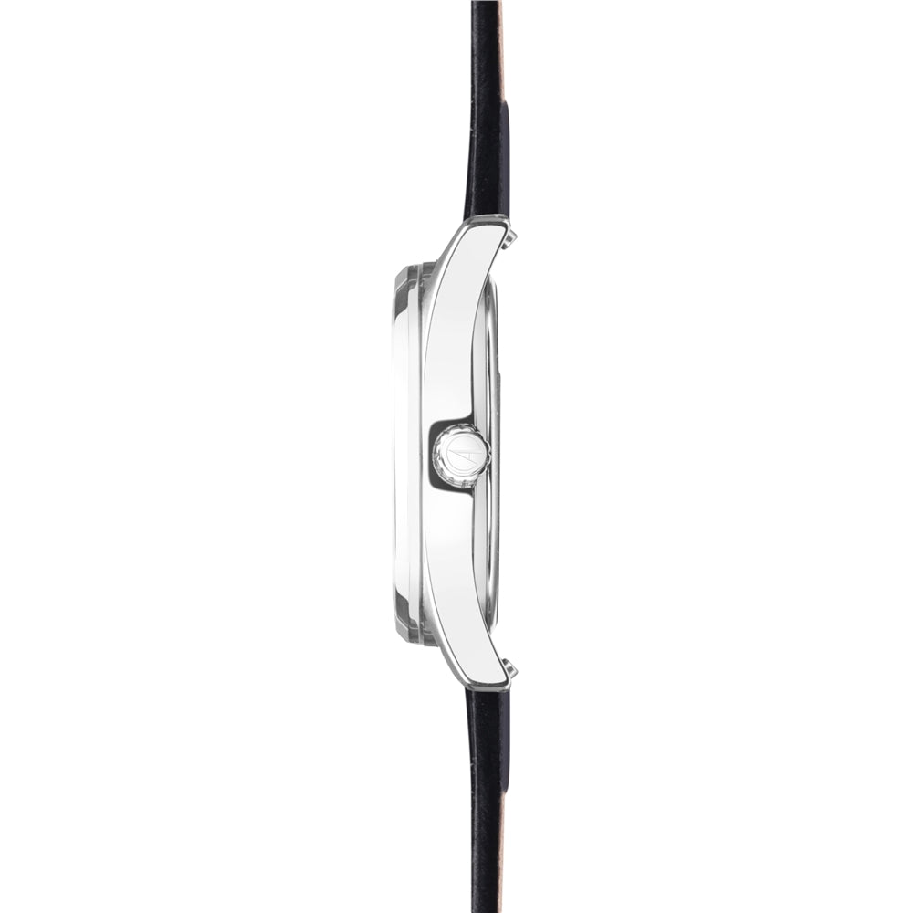 Accurist Unisex Everyday Silver Dial Black Leather Strap Watch
