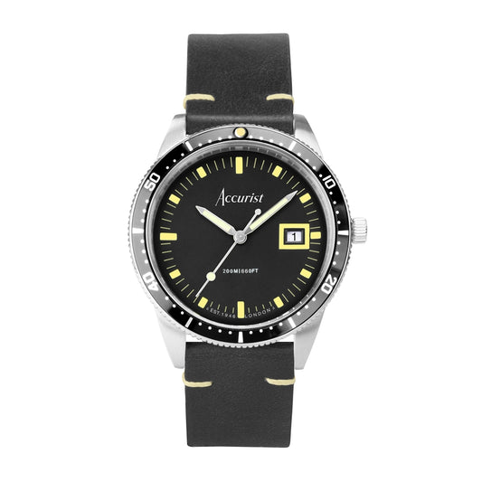 Accurist Men's Dive Black Dial Rubber Strap Watch