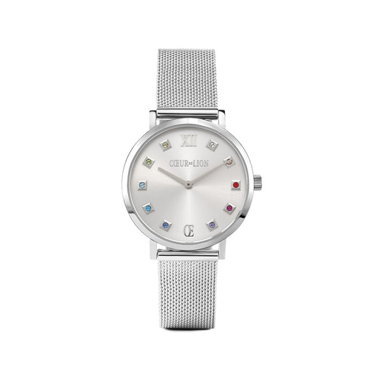Coeur De Lion Silver Multicolour Cube Round Watch