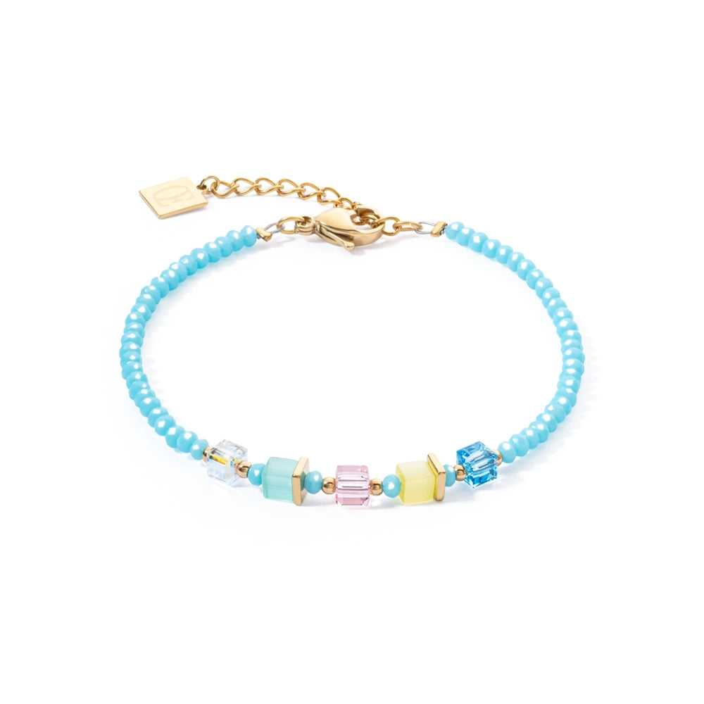 Coeur De Lion Gold Turquoise Crystal Petite Cubes Bracelet