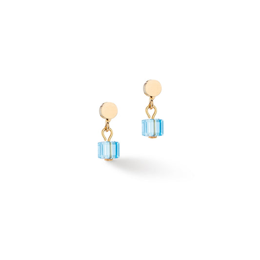 Coeur De Lion Gold Turquoise Crystal Petite Cubes Earrings