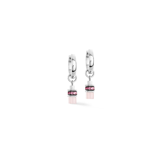 Coeur De Lion Silver Apricot Charm Link Cubes Hoops