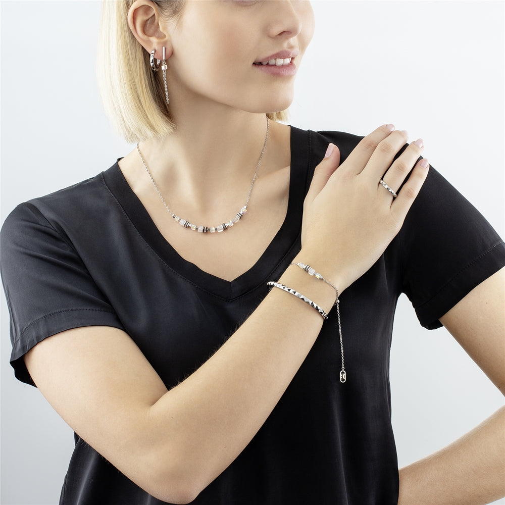 Coeur De Lion Silver Clear Mini Cubes Bracelet