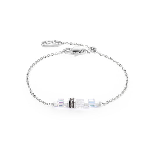 Coeur De Lion Silver Clear Mini Cubes Bracelet