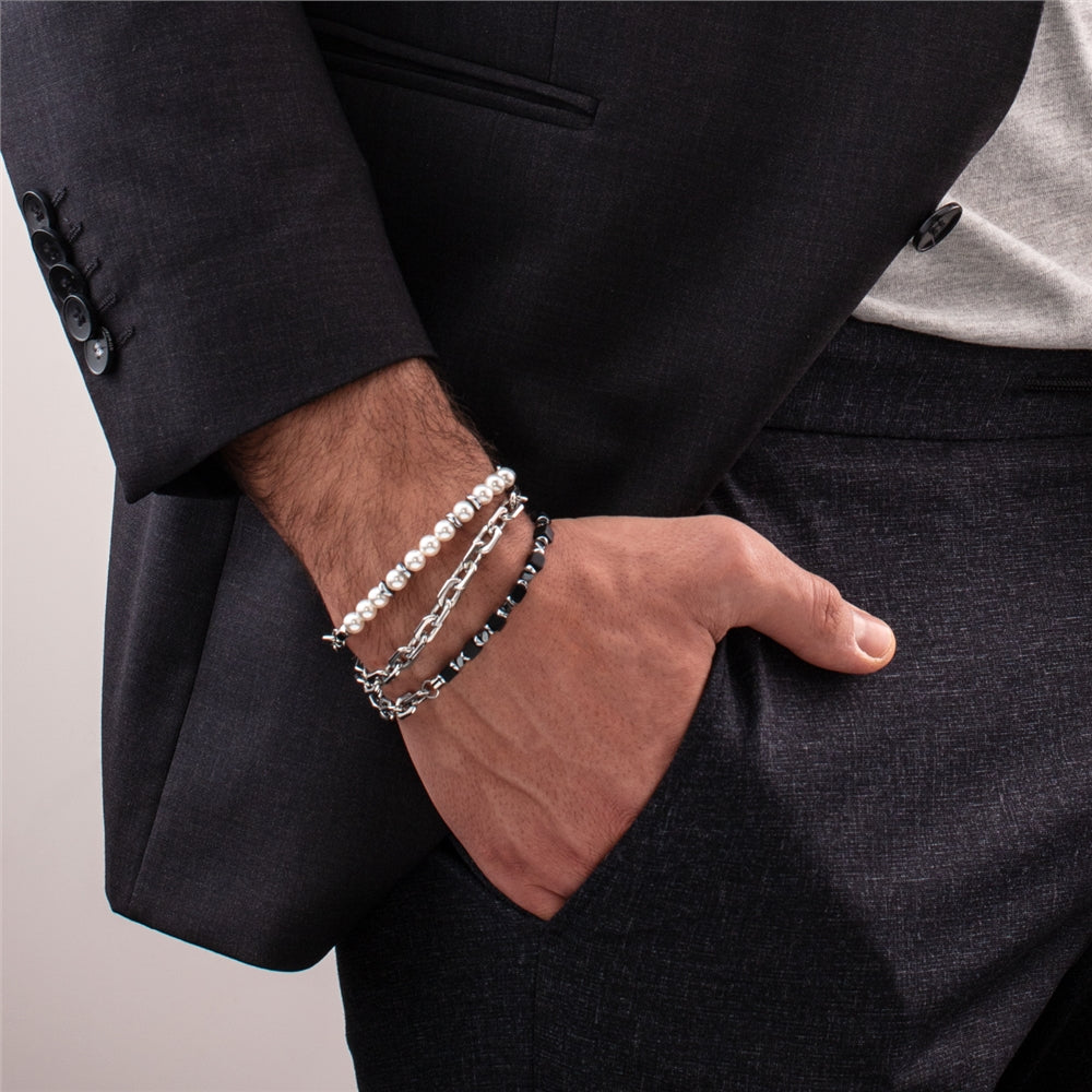 Coeur De Lion Men's Silver Stainless Steel Chain Bracelet