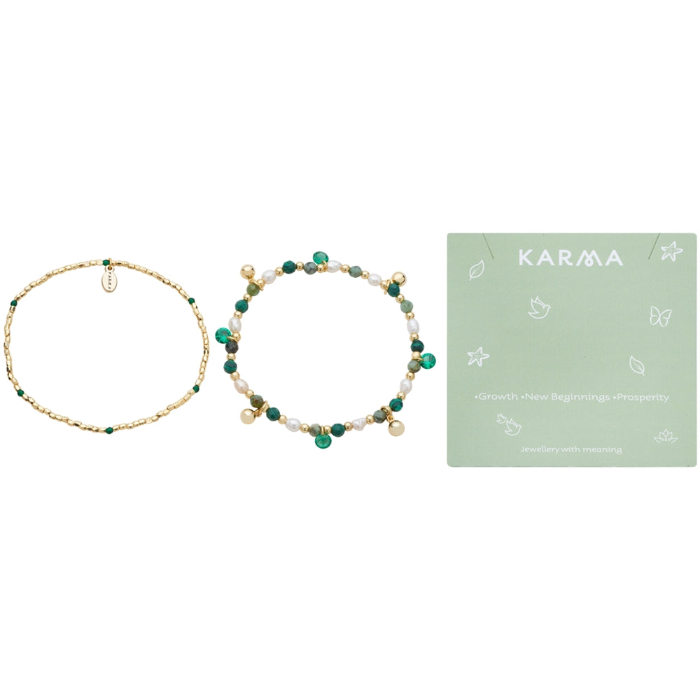 Karma Gold Green Charms Bracelets Set