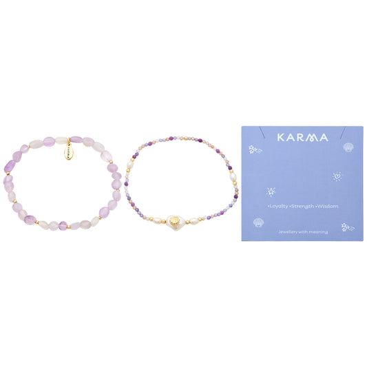 Karma Gold Purple Shell Bracelets Set
