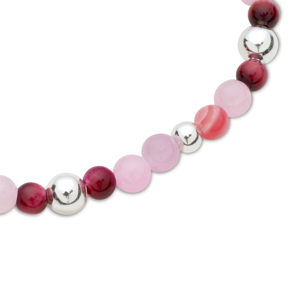 Karma Silver Pink Hearts Charms Bracelets Set