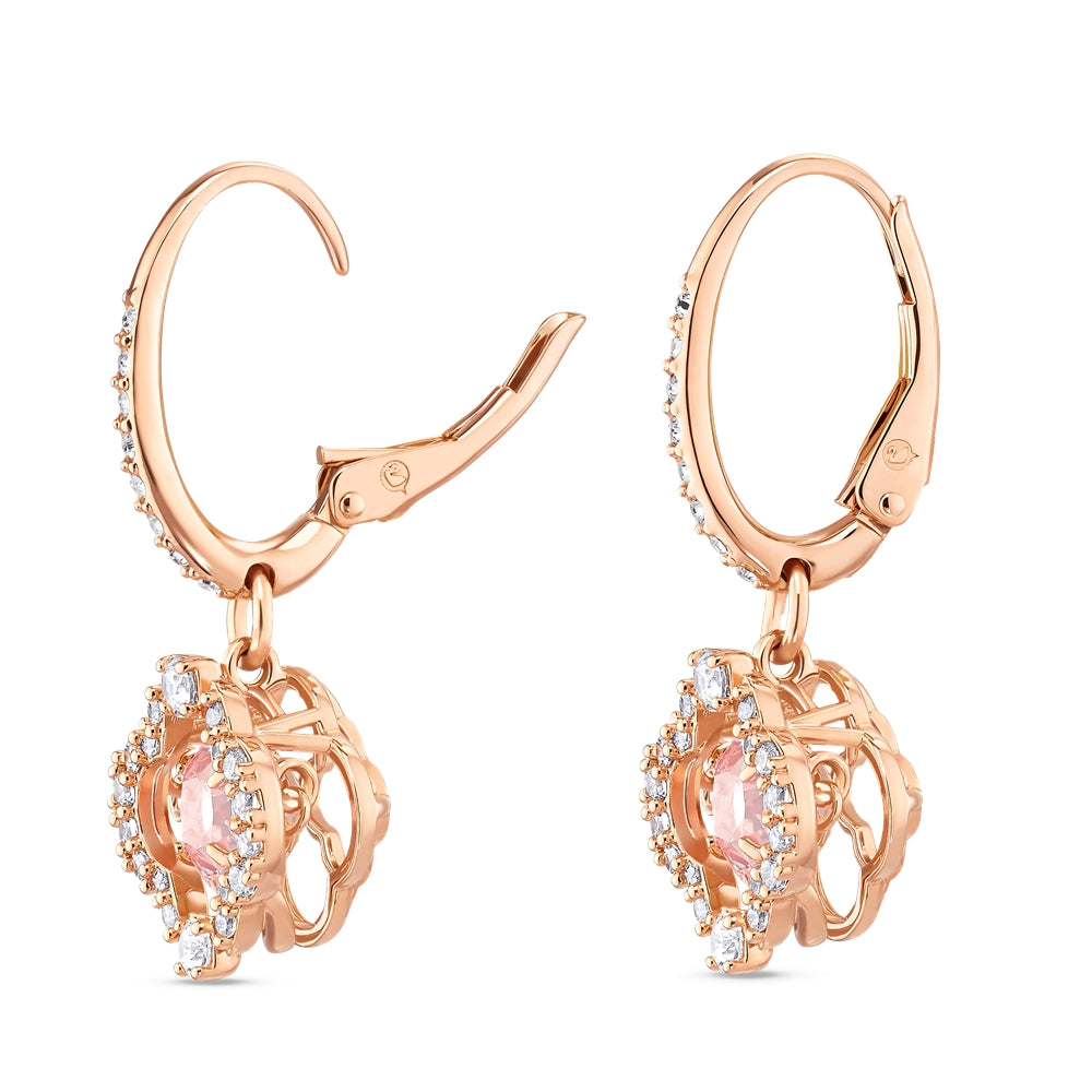 Swarovski Sparkling Dance Rose Gold Clover Drop Earrings