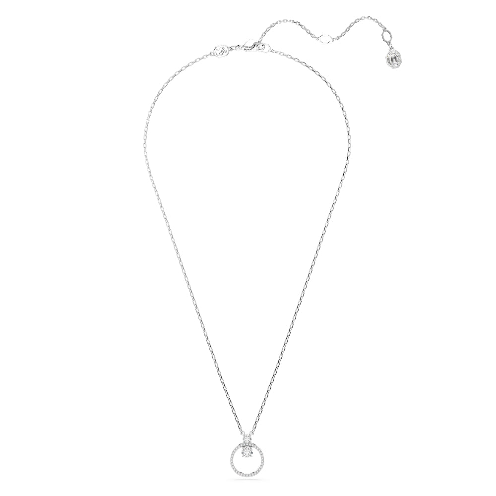 Swarovski Constella Rhodium Plated Round Crystal Circular Pendant Necklace