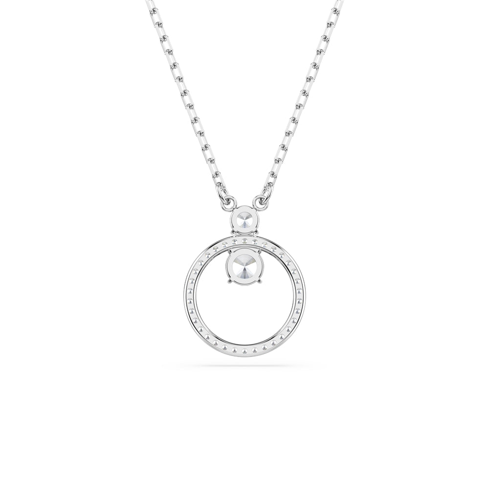 Swarovski Constella Rhodium Plated Round Crystal Circular Pendant Necklace
