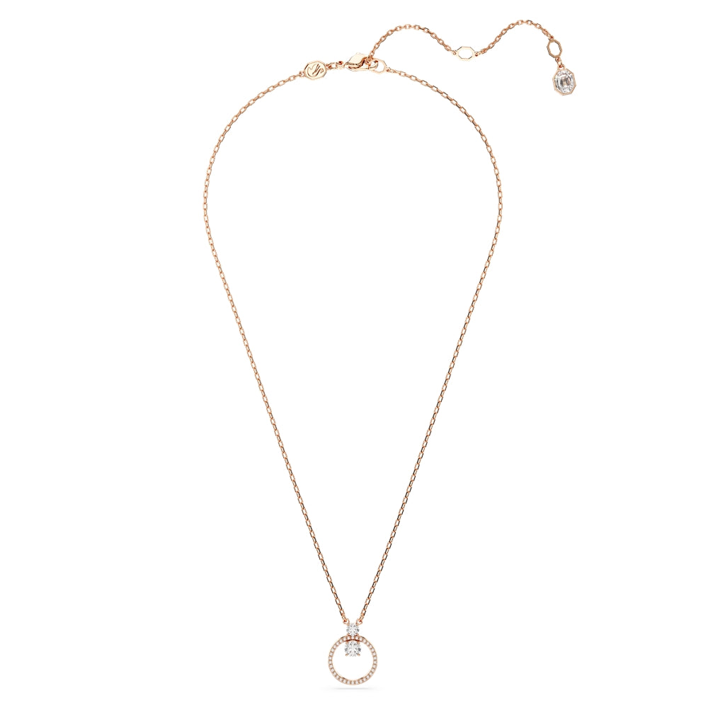 Swarovski Constella Rose-Gold Round Crystal Circular Pendant Necklace