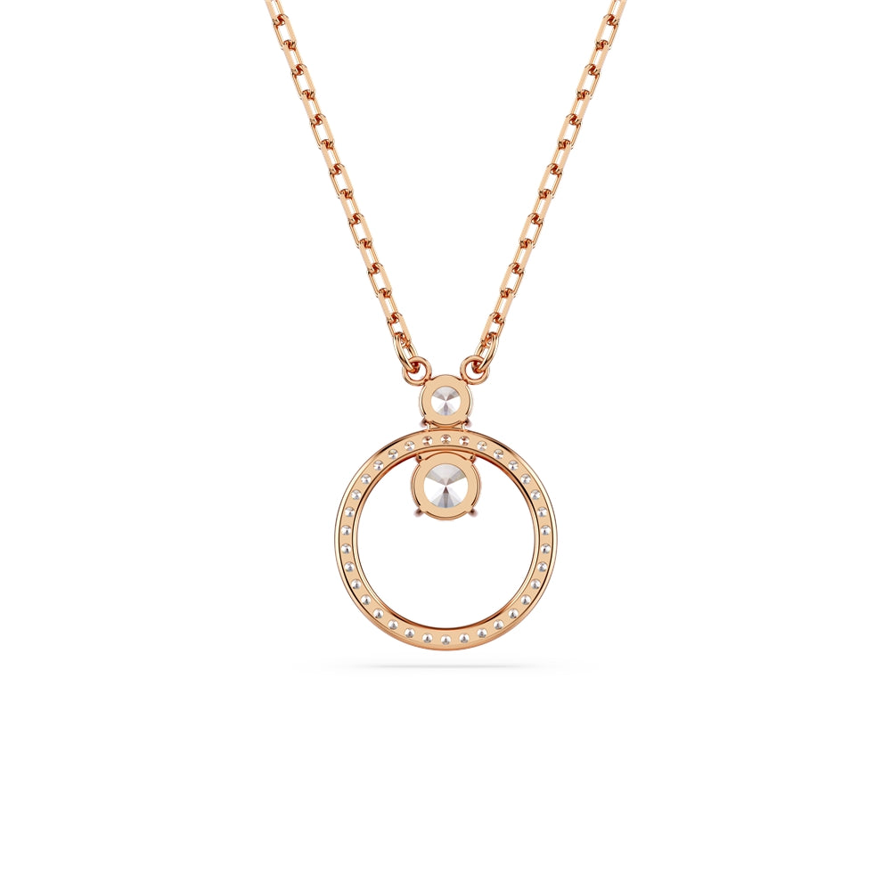 Swarovski Constella Rose-Gold Round Crystal Circular Pendant Necklace