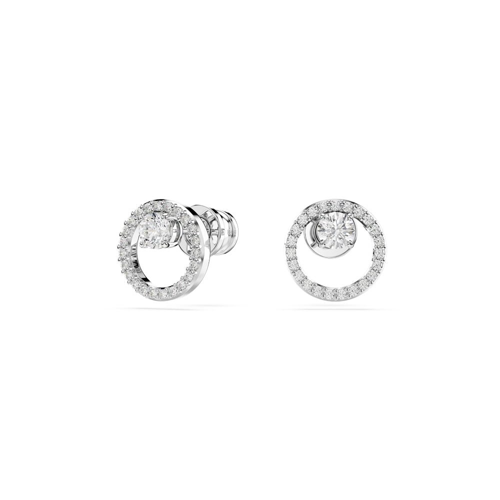 Swarovski Constella Rhodium Plated Round Crystal Stud Earrings