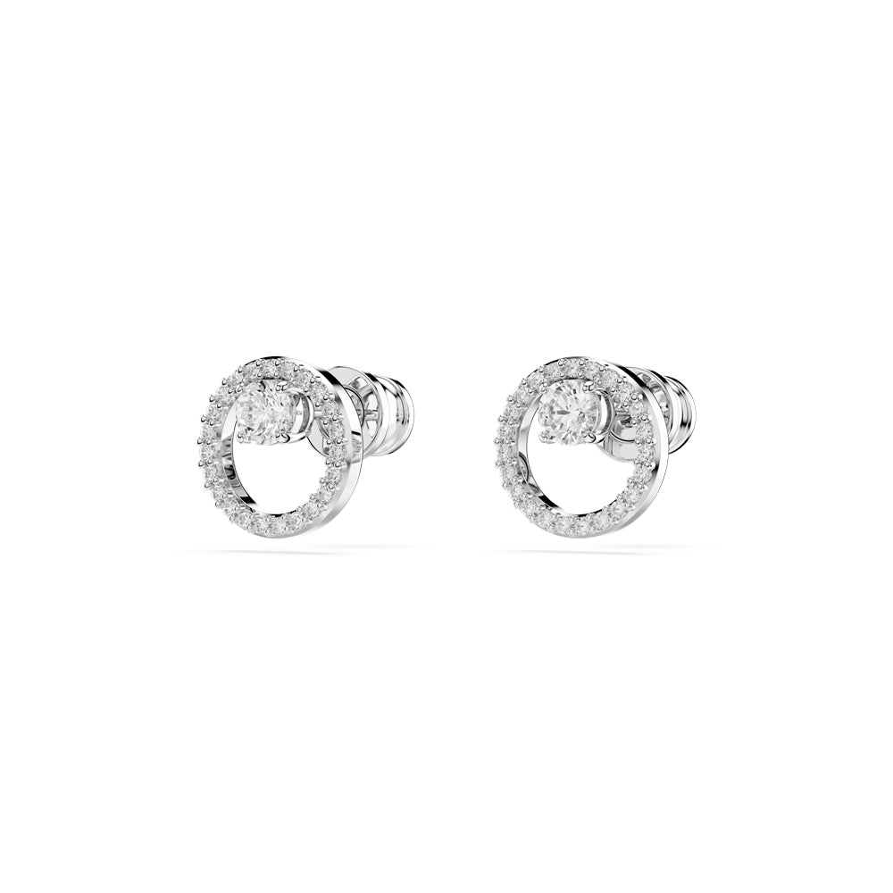 Swarovski Constella Rhodium Plated Round Crystal Stud Earrings