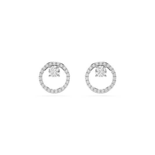 Swarovski Constella Rhodium Plated Round Crystal Stud Earrings