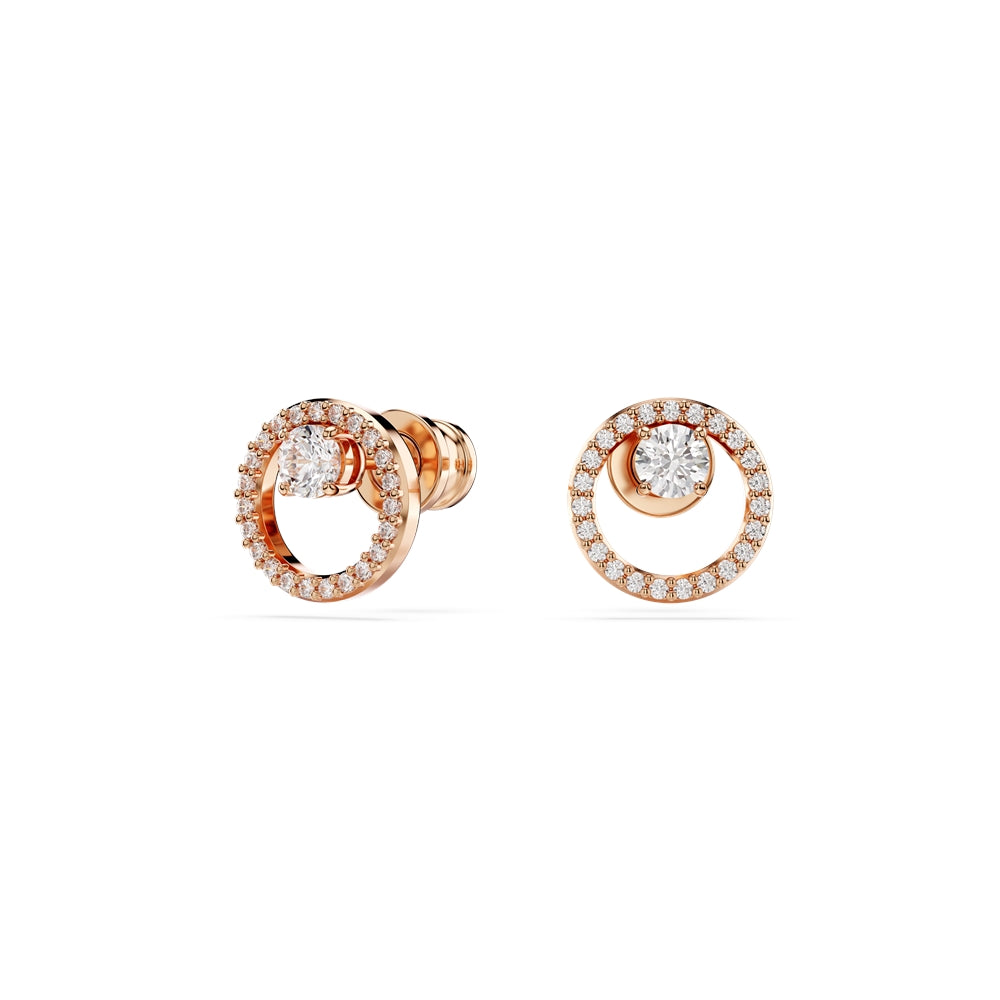 Swarovski Constella Rose-Gold Round Crystal Stud Earrings