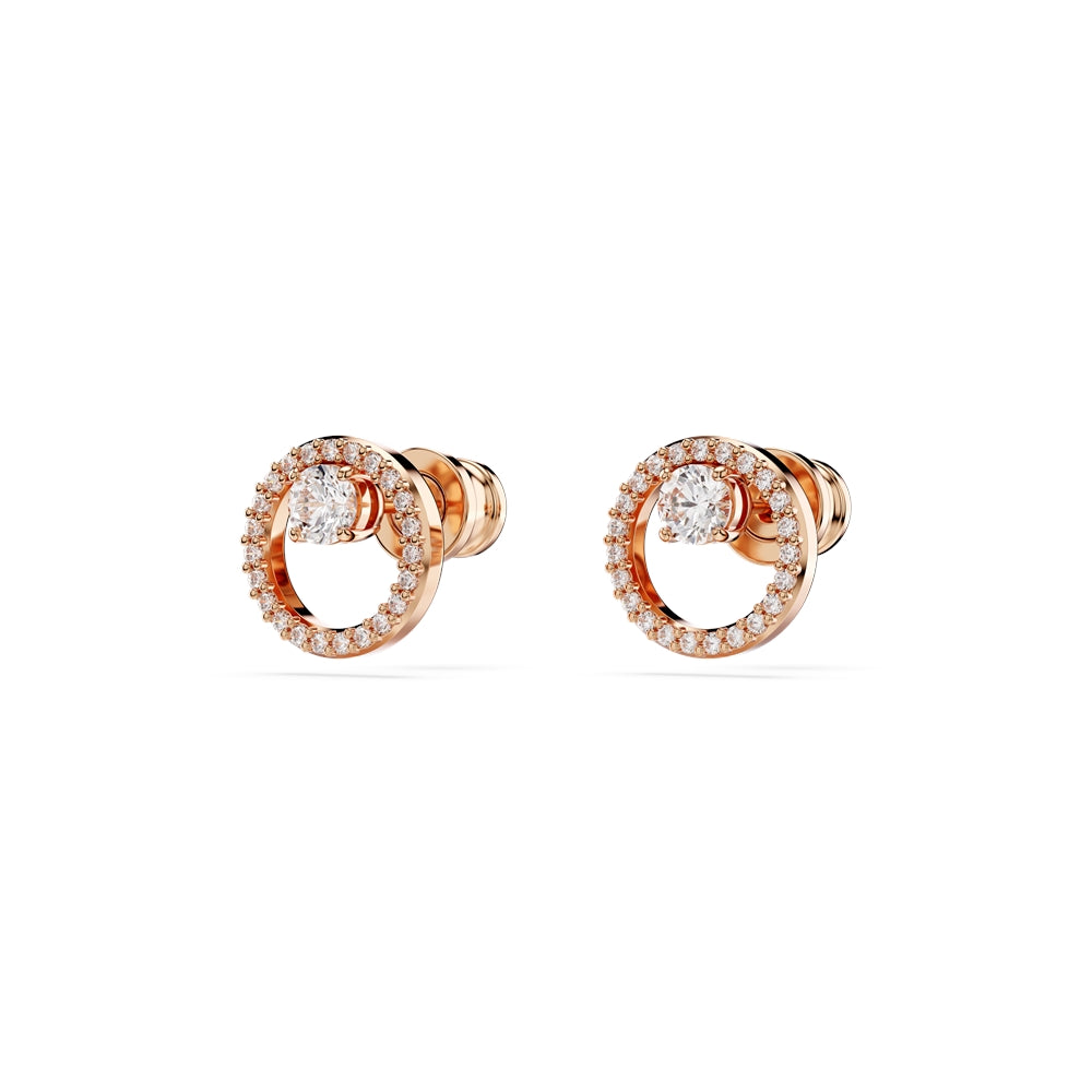 Swarovski Constella Rose-Gold Round Crystal Stud Earrings
