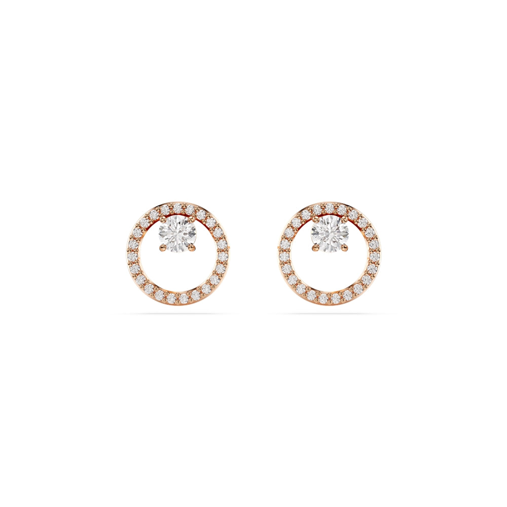 Swarovski Constella Rose-Gold Round Crystal Stud Earrings