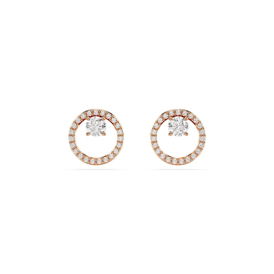 Swarovski Constella Rose-Gold Round Crystal Stud Earrings