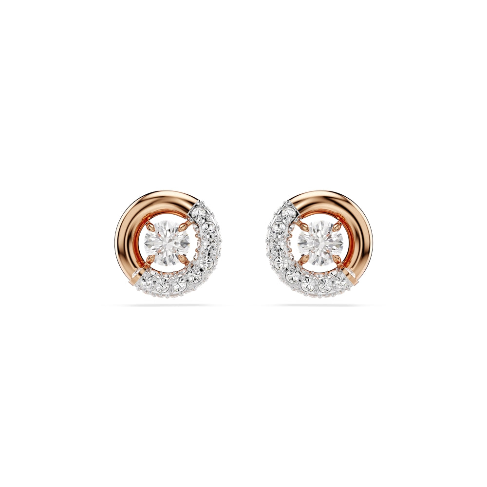 Swarovski Dextera Rose-Gold Round Cut Stud Earrings