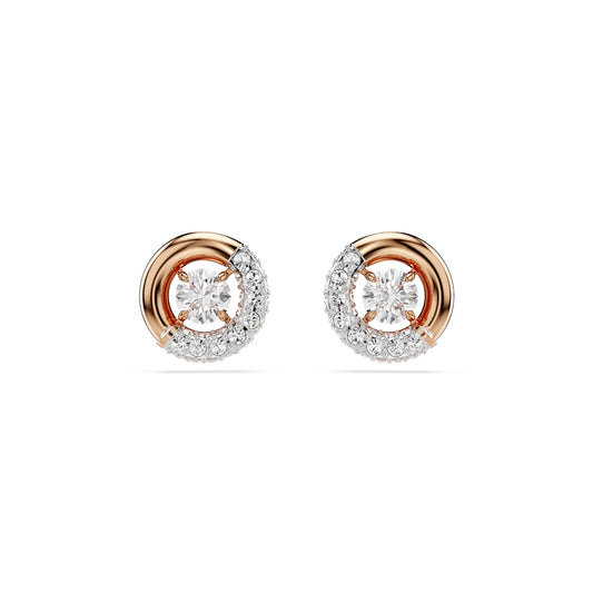 Swarovski Dextera Rose-Gold Round Cut Stud Earrings