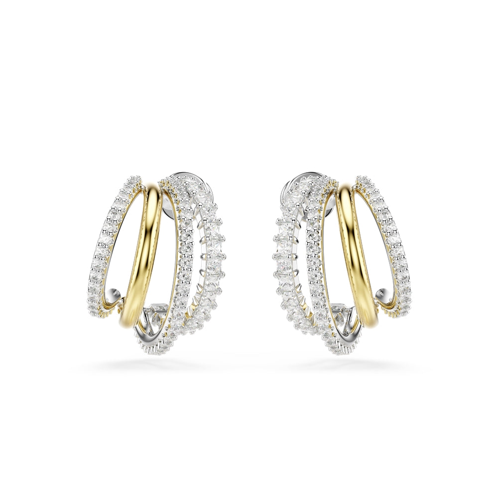 Swarovski Hyperbola Mixed Metal White Crystal Hoop Earrings