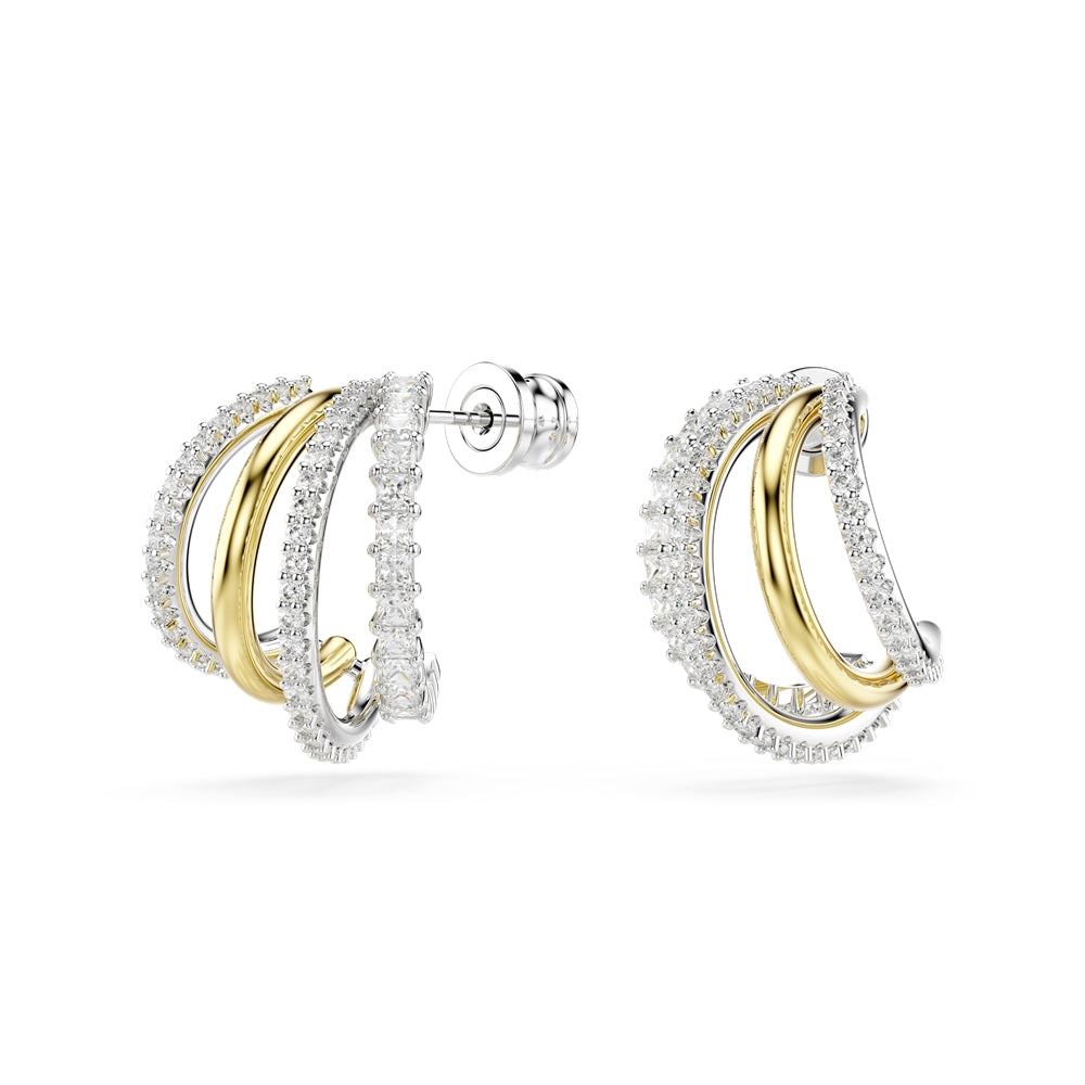 Swarovski Hyperbola Mixed Metal White Crystal Hoop Earrings