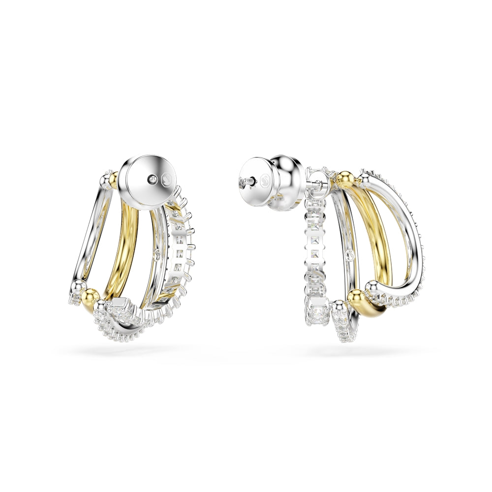 Swarovski Hyperbola Mixed Metal White Crystal Hoop Earrings