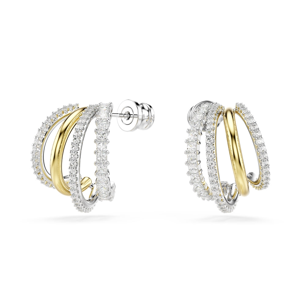Swarovski Hyperbola Mixed Metal White Crystal Hoop Earrings