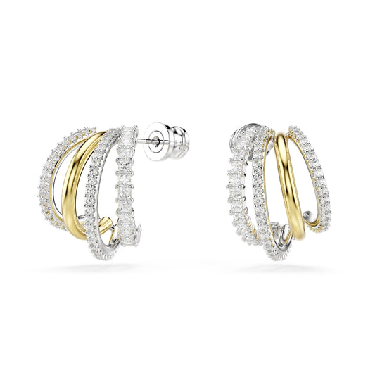 Swarovski Hyperbola Mixed Metal White Crystal Hoop Earrings