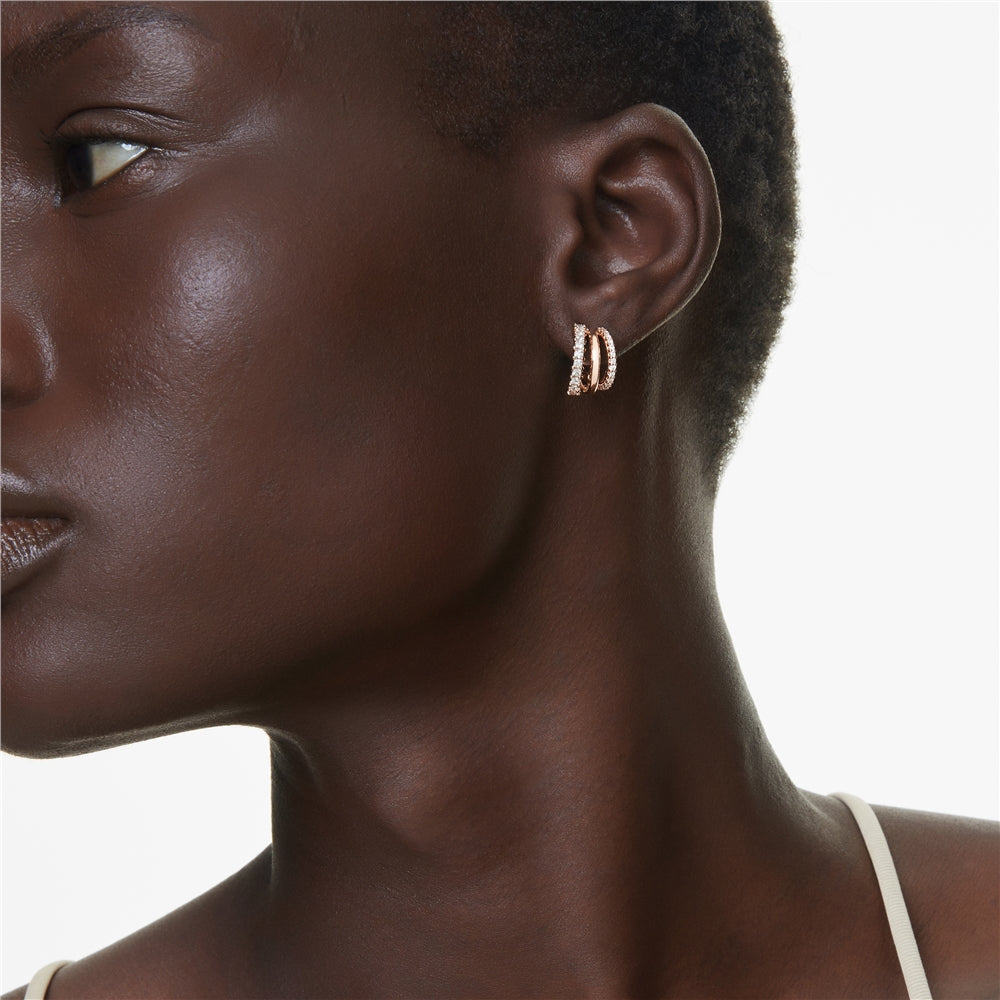 Swarovski Hyperbola Mini Rose-Gold White Crystal Hoop Earrings