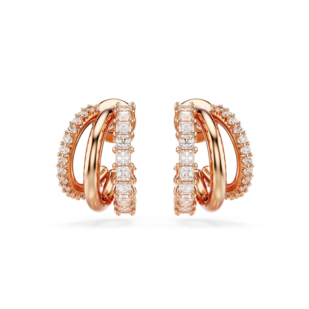 Swarovski Hyperbola Mini Rose-Gold White Crystal Hoop Earrings