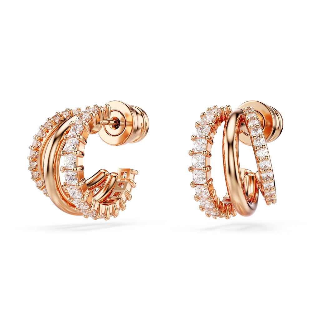 Swarovski Hyperbola Mini Rose-Gold White Crystal Hoop Earrings