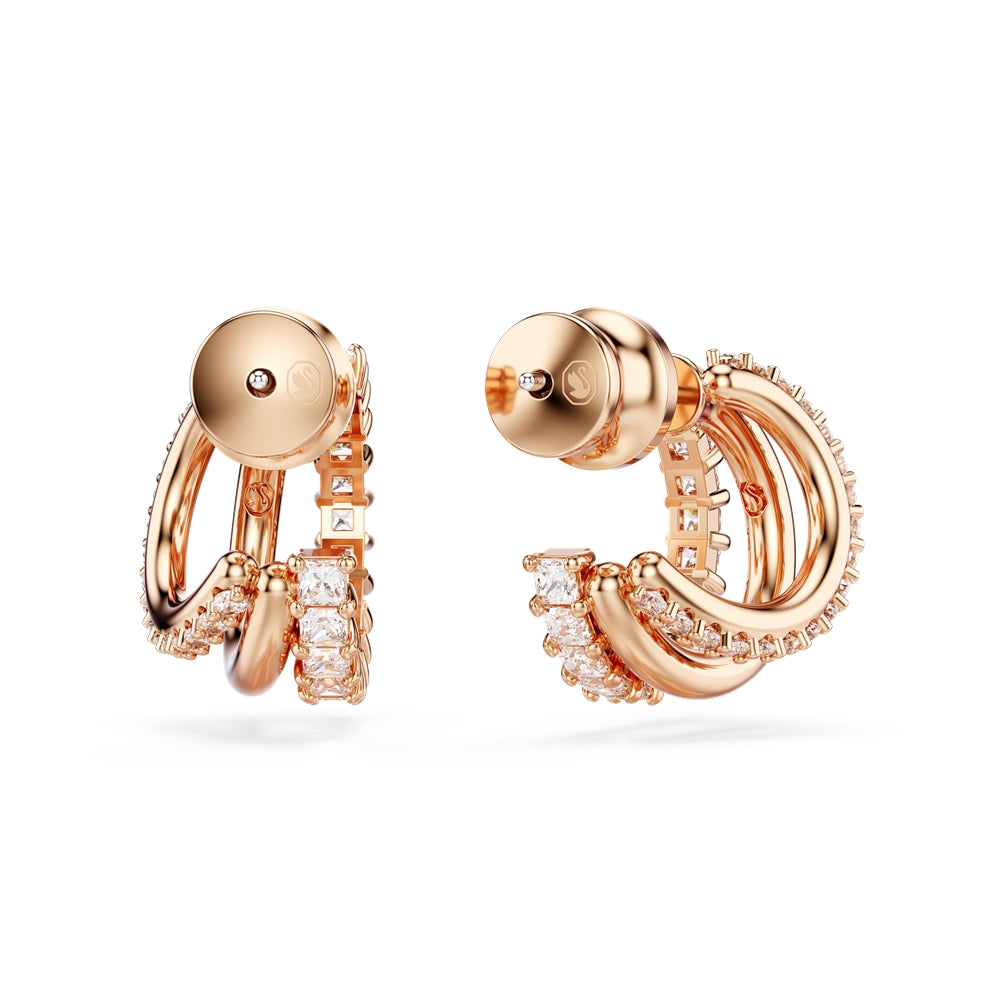 Swarovski Hyperbola Mini Rose-Gold White Crystal Hoop Earrings