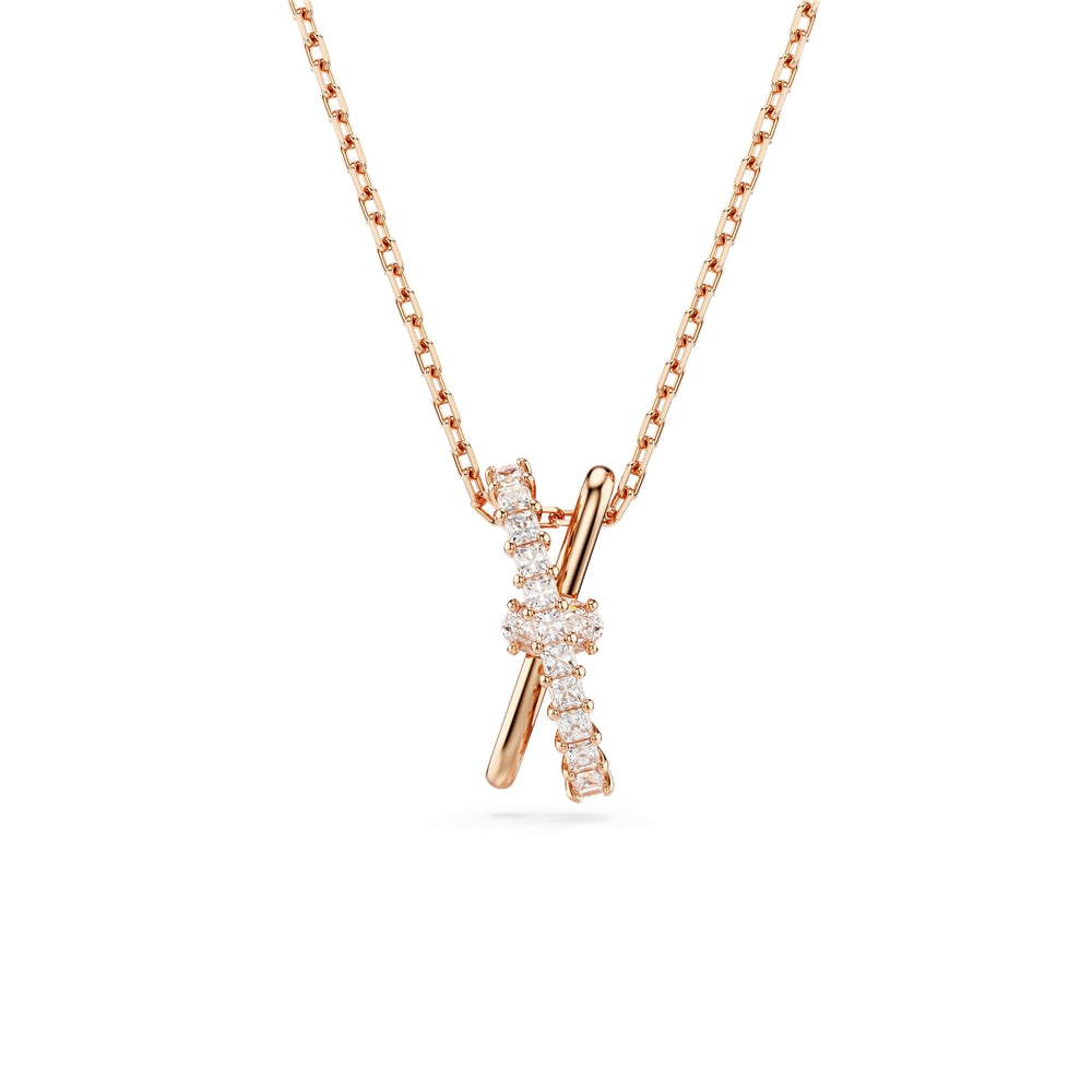 Swarovski Hyperbola Rose-Gold Mixed Cuts Crystal Twist Pendant Necklace