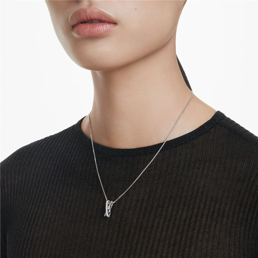 Swarovski Hyperbola Rhodium Plated Mixed Cuts Crystal Twist Pendant Necklace